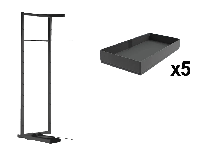 Комплект внутренний, Тандем II 500 мм, H 1700, Арена ПЬЮР, Рама + 5 полок, цвет АНТРАЦИТ